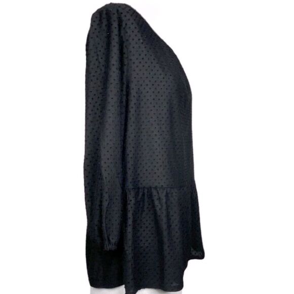 New! 🏷 Style & Co Black Dot Textured Peplum Blouse Sz Small, very soft! - Picture 1 of 11